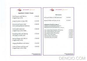 Air Summit Gourmet Airplane Restaurant Menu