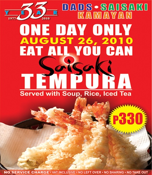 Photo of Tempura All-You-Can at Saisaki for only Php 330!